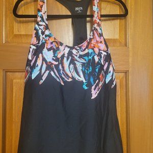 Zelos  Black & Multi Colored  bathing suit top XL NWT